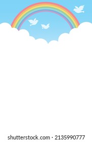 Sky and rainbow background frame (vertical)