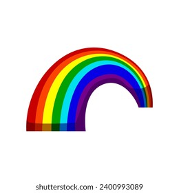 sky rainbow cartoon. color graphic, rain wave, bright arc sky rainbow sign. isolated symbol vector illustration