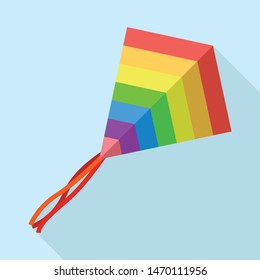 Sky rainbow kite icon. Flat illustration of sky rainbow kite vector icon for web design