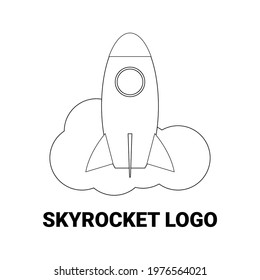 Sky rocket logo design template outline style. vector illustration 