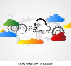 Sky save technology concept. Virtual power of business concept