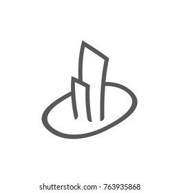 sky scraper symbol cartoon design logo vector