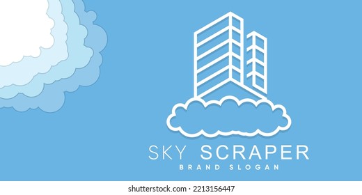 Sky Scraper Or Tower Logo With Outline Shape Premium Vector