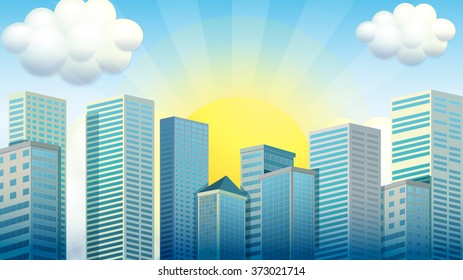 Sky Scrapers In The City Illustration