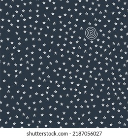 Sky seamless background. Abstract pattern. Moon and stars on dark blue background.