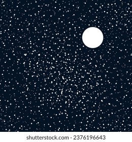 Sky seamless pattern. Moon and stars. Vector illustration for prints, wallpapers.