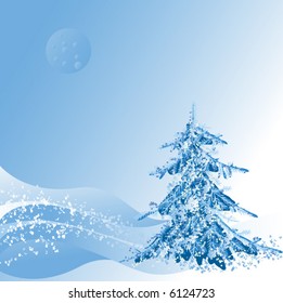 Sky, snow, fur-tree
