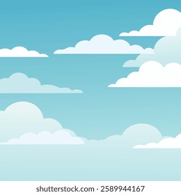 Sky with Soft Clouds - Minimalist Cloudy Sky Background Vector.