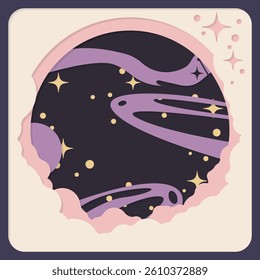 Sky space cosmos Layered paper cut style, Shadow Box. baby shower invitation card