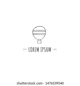 Sky sports minimal logo template. A hot air balloon, hand drawn vector icon. For business identity and branding.