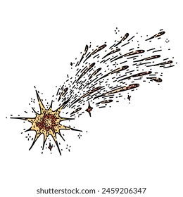 sky star fall hand drawn. kid wish, child happy, dream boy sky star fall vector sketch. isolated color illustration