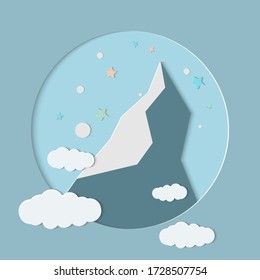 sky and star flying over the mountains. Vector illustration