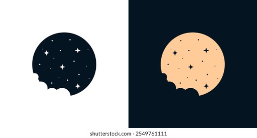 Sky star night circle icon background moon illustration design isolated
