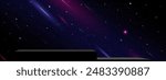 Sky Starry Universe Background,Black 3d Podium stand on Galaxy Space,Cloud with Nebula,Stars in Winter Night,Nature Stardust Milky way galaxy,Banner for Christmas ,New Year,Black Friday
