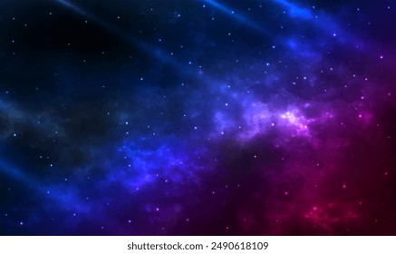 Sky starry universe filled with stars. Deep space stars clouds and galaxy. Stardust field in deep universe. Glowing constellations. Night sky with stars and nebula. Fantasy cosmic.Science Vector EPS10