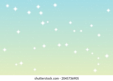 Sky and stars background. Blue and green space background. The twinkling sky. Vector background.