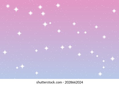 Sky and stars background. Blue and pink space background. The twinkling sky. Vector background.