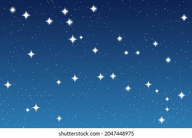 Sky and stars background. Blue space background. The twinkling sky. Vector background.