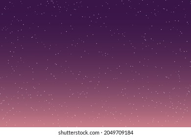 Sky and stars background. Purple and pink space background. The twinkling night sky. Vector background.