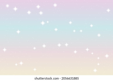 Sky and stars background. Rainbow pastel space background. The twinkling sky. Vector background.
