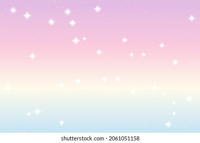 Sky and stars background. Rainbow pastel space background. The twinkling night sky. Vector background.