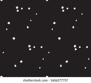 Sky stars black and white space seamless pattern