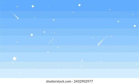 Sky with stars.background in pixel art. Vector illustration.	