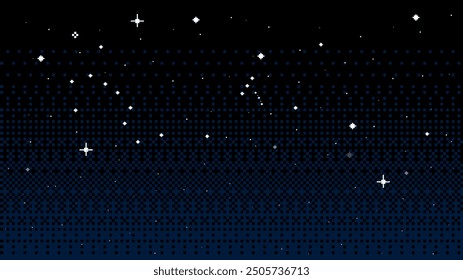 Cielo con estrellas. fondo en pixel art. Ilustración vectorial.	