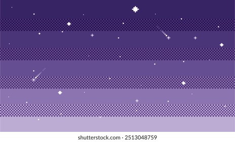 Himmel mit Sternen.Hintergrund in Pixel-Kunst.Lo-fi Ästhetische Farbe. Vektorgrafik.	