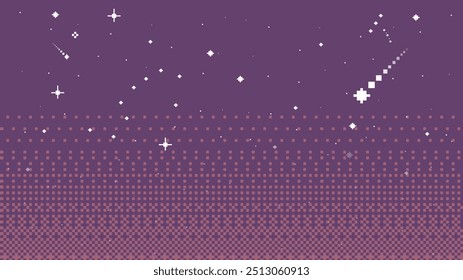 Sky with stars.background in pixel art.Lo-fi Aesthetic Color. Vector illustration.