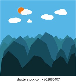 sky summer mountain, vector background,