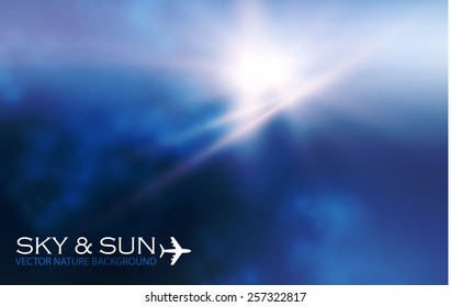 Sky & sun blur bokeh light background.  Vector illustration