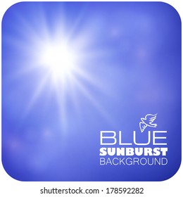 sky sun burst blue background