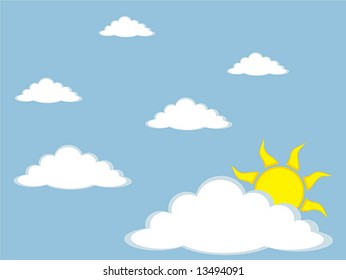 Sky with sun and clouds