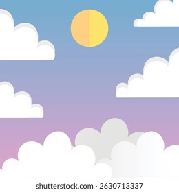 Sky with Sun and Clouds Background
