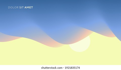 Sky with sun in the clouds. Nature background. Modern pattern. 3d vector Illustration. 