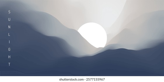 Sky with sun in the clouds. Nature background. Modern pattern. 3d vector Illustration for brochure, poster, presentation, flyer or banner.