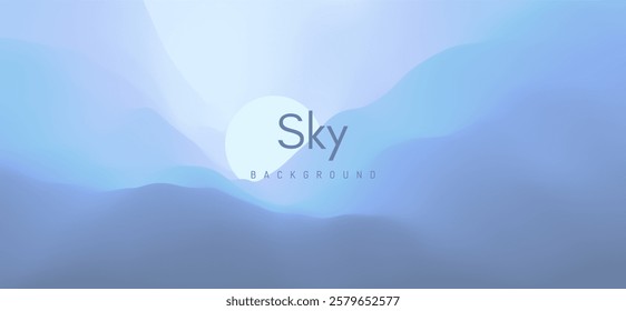 Sky with sun in the clouds. Nature background. Modern pattern. 3d vector Illustration for brochure, poster, presentation, flyer or banner.