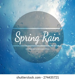 Sky with sun, clouds and raindrops for backgrounds in various sizes. Editable vector with several layers. Eps 10