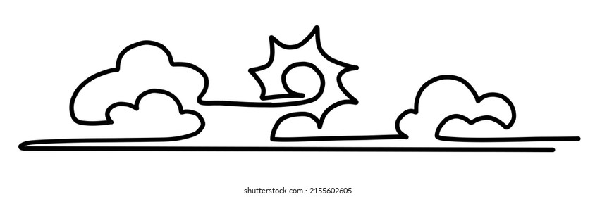 Sky and Sun Line Art