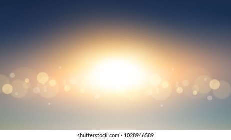 Sky & Sun. Realistic Blur Design. Abstract Shining Background. Vector illustration