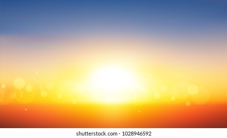 Sky & Sun. Realistic Blur Design. Abstract Shining Background. Vector illustration