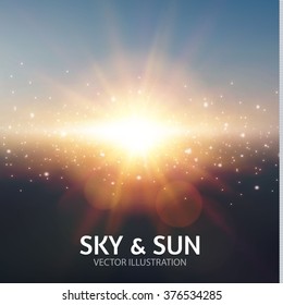 Sky & Sun. Realistic Blur Design. Abstract Shining Background. Vector illustration