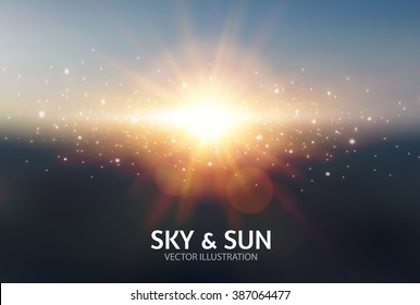 Sky & Sun. Realistic Blur Design. Abstract Shining Background. Vector illustration
