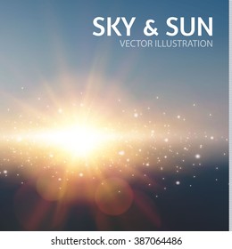 Sky & Sun. Realistic Blur Design. Abstract Shining Background. Vector illustration