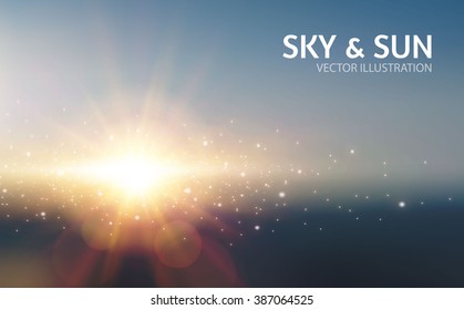 Sky & Sun. Realistic Blur Design. Abstract Shining Background. Vector illustration