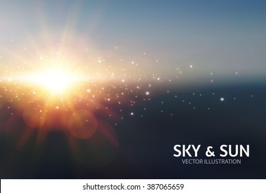 Sky & Sun. Realistic Blur Design. Abstract Shining Background. Vector illustration