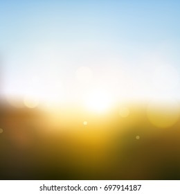 Sky & Sun. Realistic Blur Design. Abstract Shining Background. Vector illustration