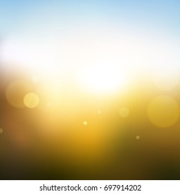 Sky & Sun. Realistic Blur Design. Abstract Shining Background. Vector illustration