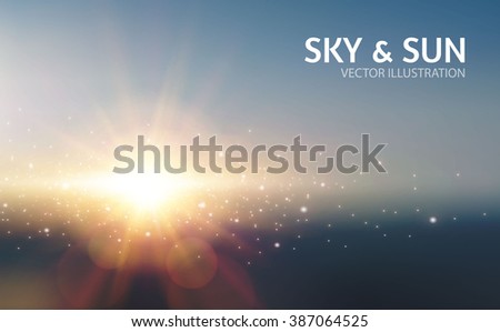 Sky & Sun. Realistic Blur Design. Abstract Shining Background. Vector illustration